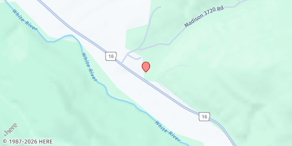 Map showing White River Baptist Church at 18830 Highway 16, Saint Paul, AR