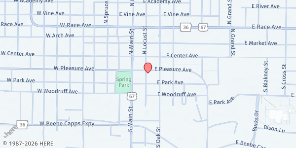 Map showing Bethlehem Baptist Church - Searcy at 301 East Pleasure Ave., Searcy, AR