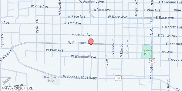 Map showing Christ Temple Outreach at 2705 E. Moore Ave., Searcy, AR