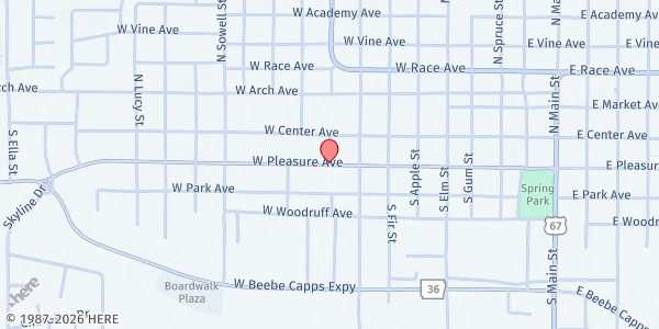 Map showing Christ Temple Outreach at 2705 E. Moore Ave., Searcy, AR