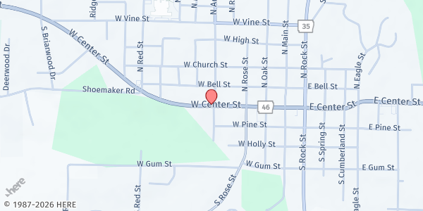 Map showing First Baptist Church of Sheridan at 1201 S. Rock St., Sheridan, AR