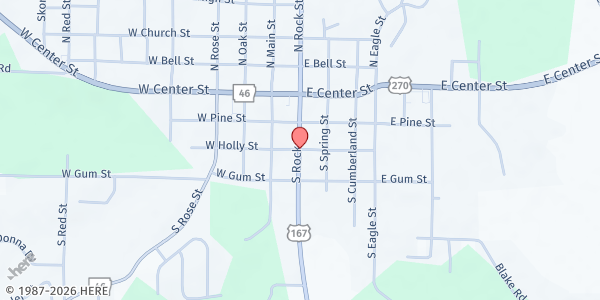 Map showing Immanuel Baptist Church- Sheridan at 206 E. Holly St., Sheridan, AR