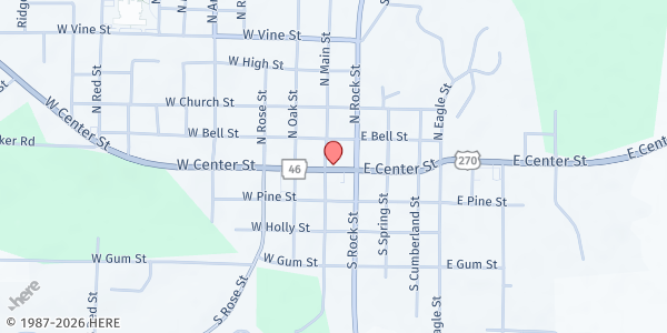 Map showing Kathy's Closet & Food Pantry at 106 E. Center St., Sheridan, AR