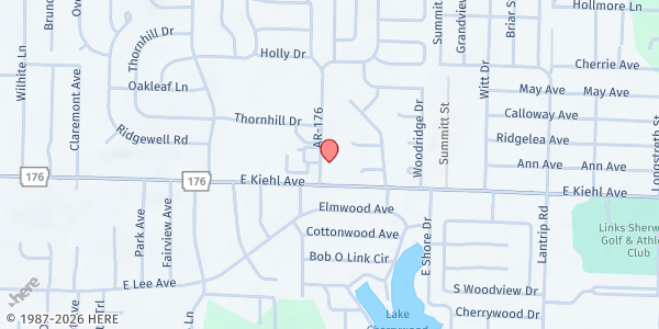 Map showing Emporia First Christian Church Food Pantry at 2803 E. Kiehl Ave., Sherwood, AR