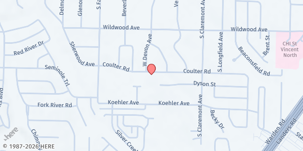 Map showing Fellowship Christian Church at 306 Brookswood Rd., Sherwood, AR