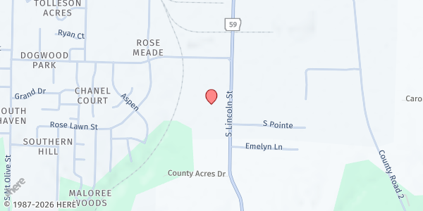 Map showing Harold Pruitt Food Pantry at 2450 S. Lincoln St., Siloam Springs, AR