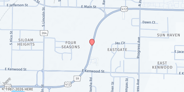 Map showing Hope's Kitchen at 1998 Highway 412 E, Siloam Springs, AR