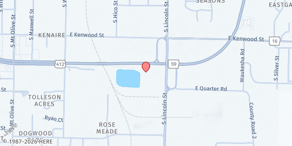 Map showing Sam's Furniture Parking Lot at 1400 US-412, Siloam Springs, AR