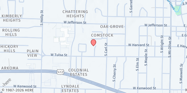 Map showing The Manna Center at 670 Heritage Ct, Siloam Springs, AR