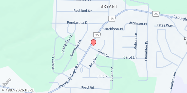 Map showing Southside Assembly of God at 549 Heber Springs Road, Southside, AR