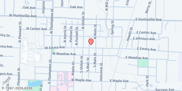 Map showing Bread of Life at 208 W. Emma Ave., Springdale, AR