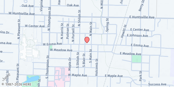 Map showing Bread of Life at 208 W Emma Ave, Springdale, AR