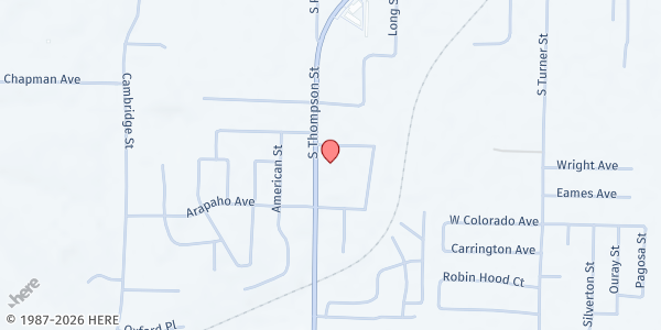 Map showing Compassion Center at 2407 S. Thompson St., Springdale, AR