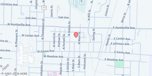 Map showing Daily Bread - Springdale at 206 W. Johnson Ave., Springdale, AR