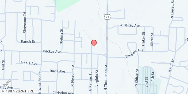 Map showing Samaritan Community Center - Springdale at 1300 N Thompson Ave, Springdale, AR