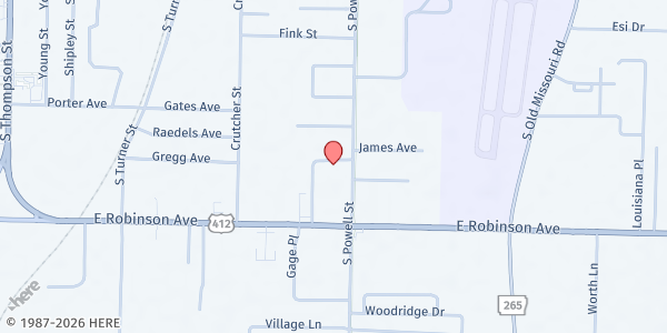 Map showing Spirit of Truth Food Pantry at 1853 Fed-X Dr., Springdale, AR