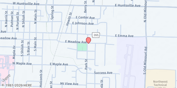 Map showing Springdale Senior Center at 823 E. Emma Ave., Springdale, AR