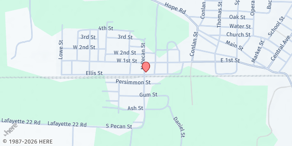 Map showing Pecan Street Community Center at 116 N. Pecan St., Stamps, AR