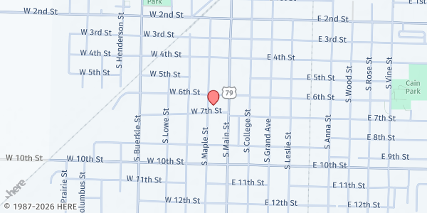 Map showing ICCM First Presbyterian Church - Stuttgart at 120 W. 7th St., Stuttgart, AR