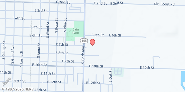 Map showing Stuttgart Harvest Church at 607 S. Park Ave., Stuttgart, AR