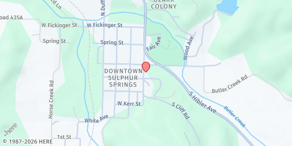 Map showing Outreach 58:10 at 215 S Hibler St, Sulphur Springs, AR