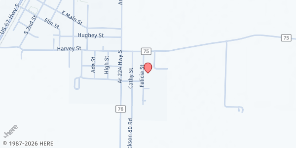 Map showing Swifton First Assembly of God at 404 Felicia St., Swifton, AR
