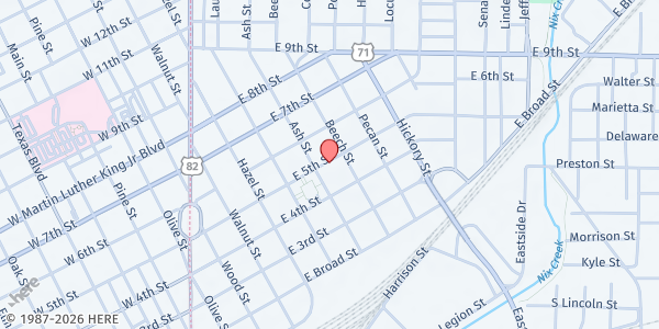 Map showing St Edwards Outreach Center at 416 Ash St., Texarkana, AR