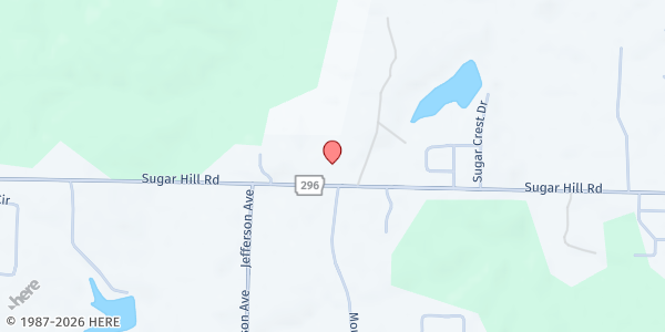 Map showing Sugar Hill United Methodist at 1621 Sugar Hill Rd., Texarkana, AR