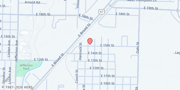 Map showing Tower-Power Gospel Ministries at 1500 Kline St., Texarkana, AR