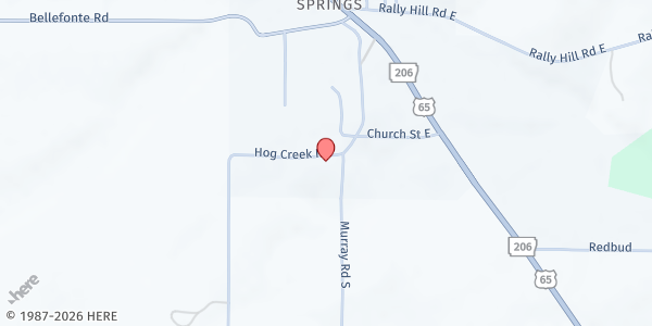 Map showing Valley Springs FBC Food Pantry at 4547 Hog Creek Rd., Valley Springs, AR