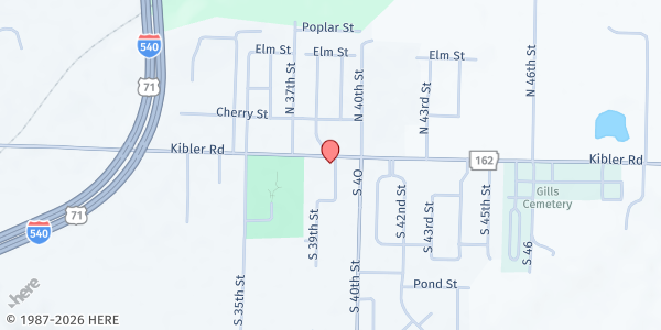 Map showing Compassionate Ministries at 3812 Kibler Road, Van Buren, AR