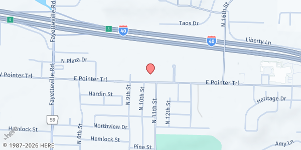 Map showing St. Michael's Catholic Church at 1025 E. Pointer Trail, Van Buren, AR