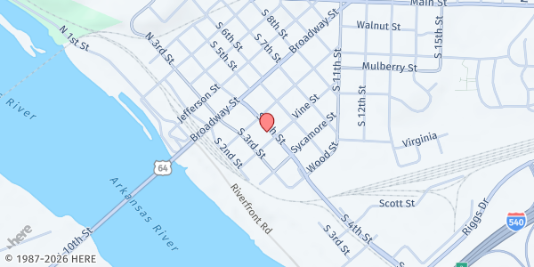 Map showing The Current Church at 414 S. 4th St., Van Buren, AR