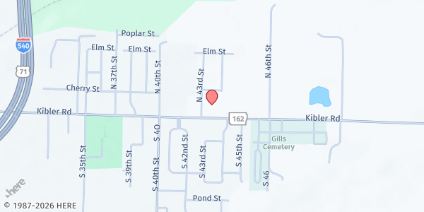 Map showing The Refuge Ministries at 4311 Kibler Rd., Van Buren, AR