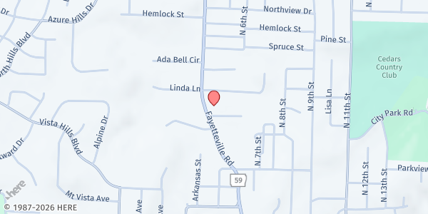 Map showing Van Buren First Assembly of God at 1014 Fayetteville Rd, Van Buren, AR