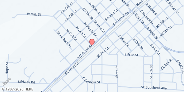 Map showing Walnut Ridge First Baptist Church at 322 SW. Front St., Walnut Ridge, AR