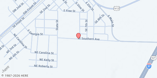 Map showing Walnut Ridge Senior Life Center at 504 S.E. Southern Ave., Walnut Ridge, AR