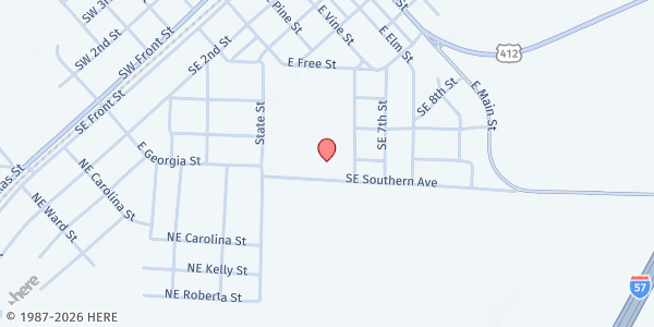 Map showing Walnut Ridge Senior Life Center at 504 Southern Ave., Walnut Ridge, AR