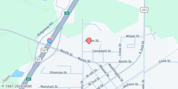 Map showing Charity Baptist Church at 250 Balding St., Ward, AR