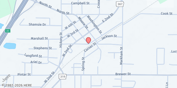 Map showing Ward First Baptist Church at 108 S. Scott St., Ward, AR