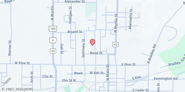 Map showing Mt Carmel MBC at 508 N Walnut St, Warren, AR