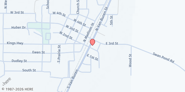 Map showing Weiner Outreach Center at 5596 AR-14, Weiner, AR