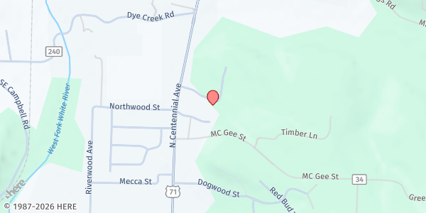 Map showing First Baptist Church West Fork at 246 N. Centennial Ave., West Fork, AR