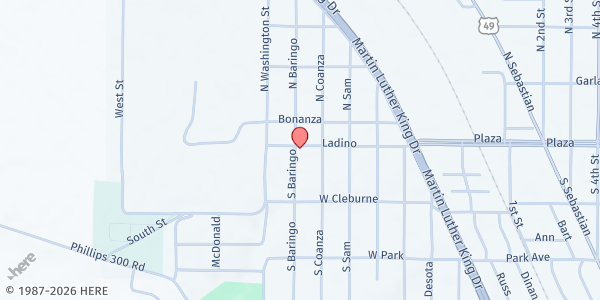 Map showing Greater Powerhouse Church - Cogic at 531 Ladino St., West Helena, AR