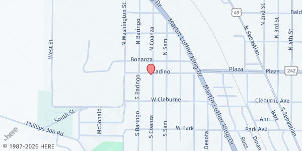 Map showing Greater Powerhouse COGIC at 501 Ladino St, West Helena, AR