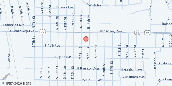 Map showing West Memphis Senior Life Center at 1300 E Polk Ave, West Memphis, AR