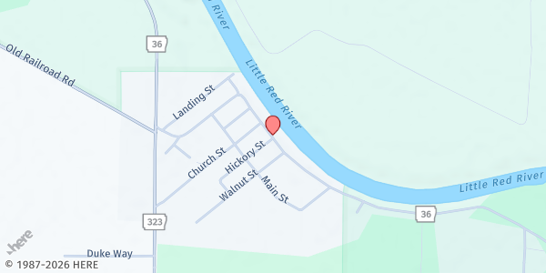 Map showing West Point Baptist Church at Highway 36 E., West Point, AR