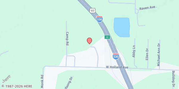 Map showing Pursuit Church Food Pantry at 1400 Centennial Ln., White Hall, AR