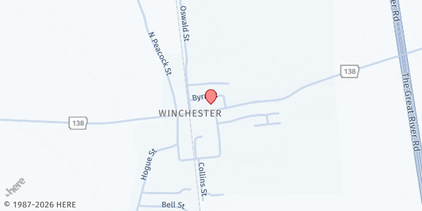 Map showing Helping Hands of Winchester at 121 E. 1st St., Winchester, AR