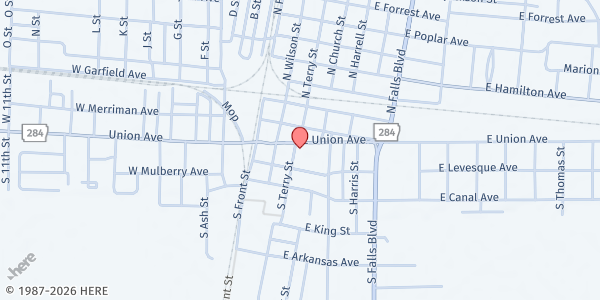 Map showing The Good Shepherd Center at 303 E Union Ave E, Wynne, AR